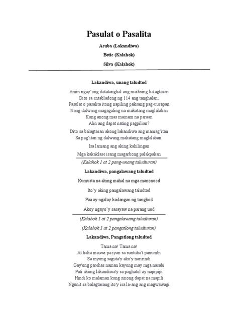 balagtasan script sample|Tula .